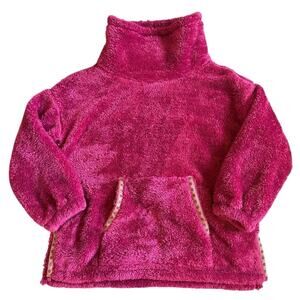 Sundance Sasha Oversized Fuzzy Sherpa Fleece Cowl Neck Pullover Magenta Small